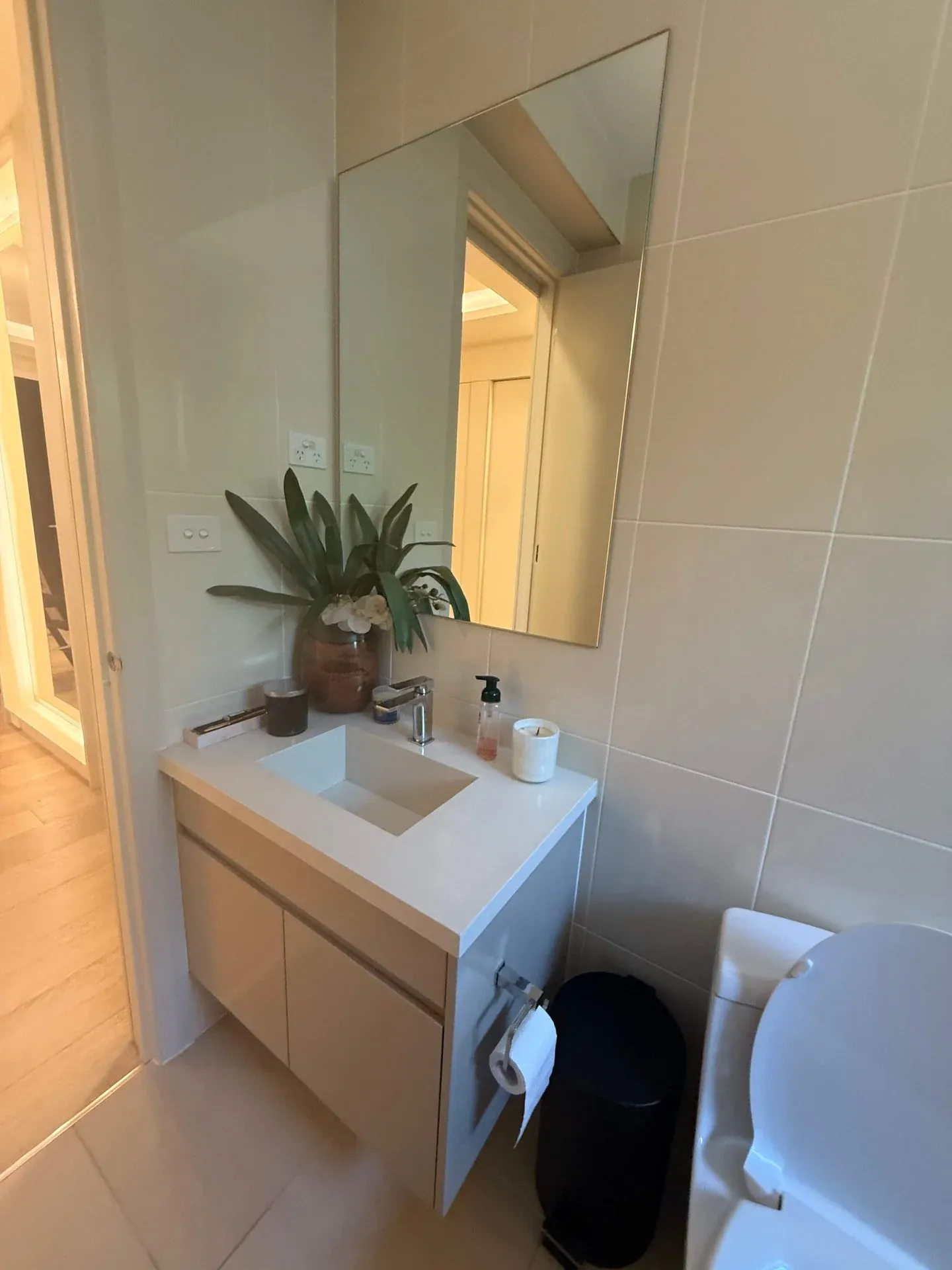 Beaumont Hills bathroom vanity with timber-look cabinetry