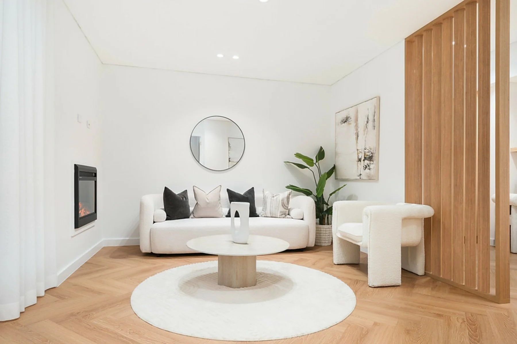 Epping study nook cabinetry and lounge area with Sublime Teak joinery