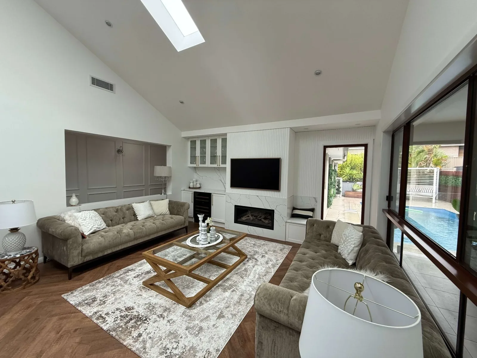 Harrington Park living room with built-in fireplace joinery