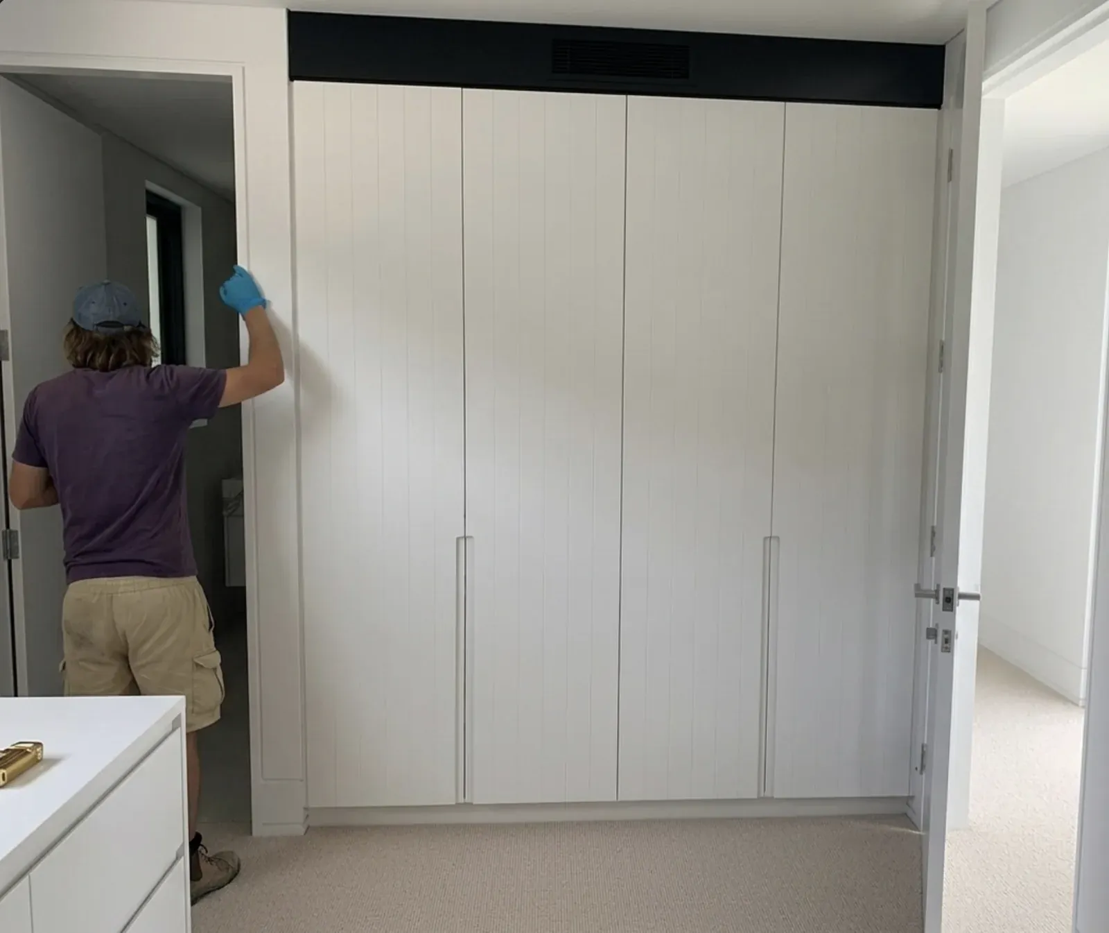 V-groove polyurethane wardrobe doors with integrated J-pull in Waverley